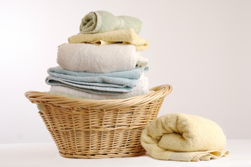 towels in laundry basket