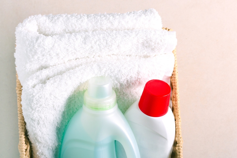 towels, laundry detergent and fabric softener