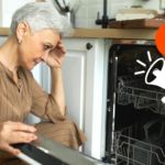 woman upset with noisy dishwasher