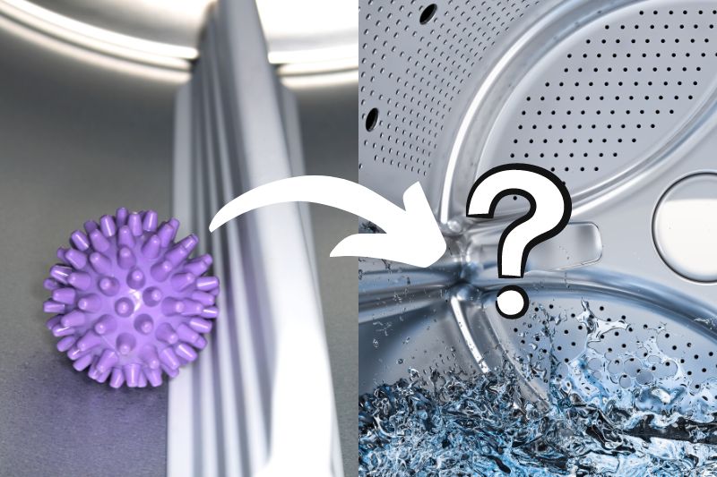 Plastic dryer ball in washing machine