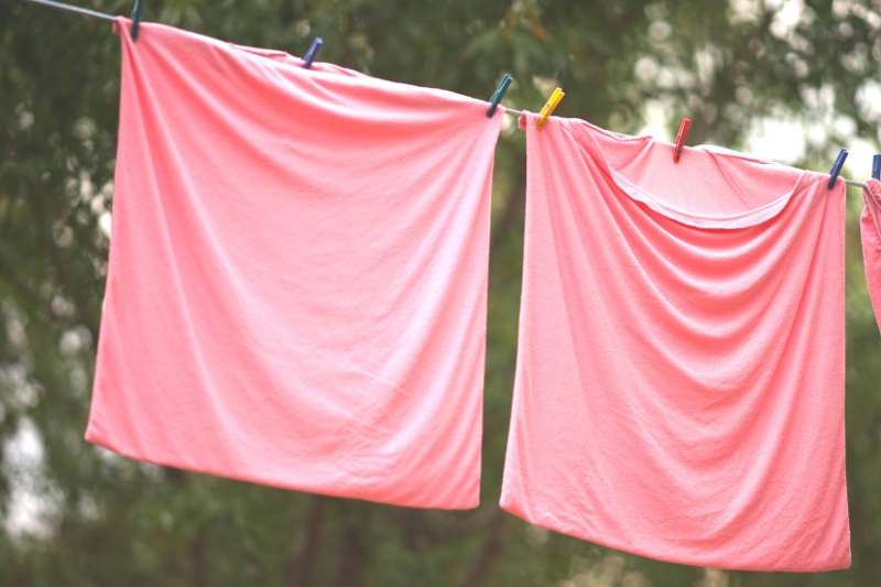 air drying pillowcase outside