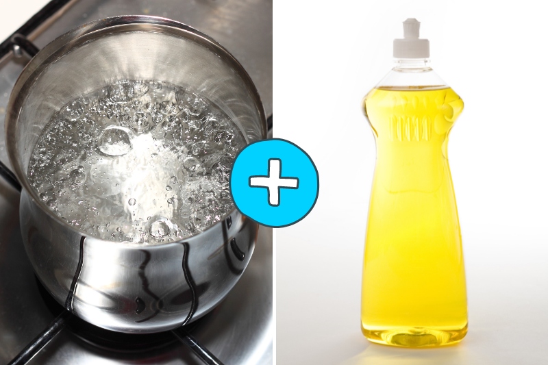boiling water and washing up liquid