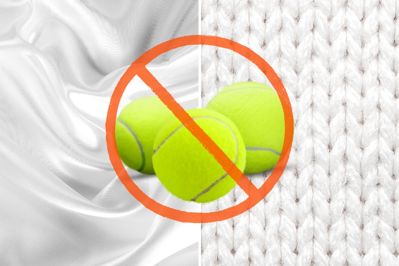 do not use tennis balls in dryer for silk and wool