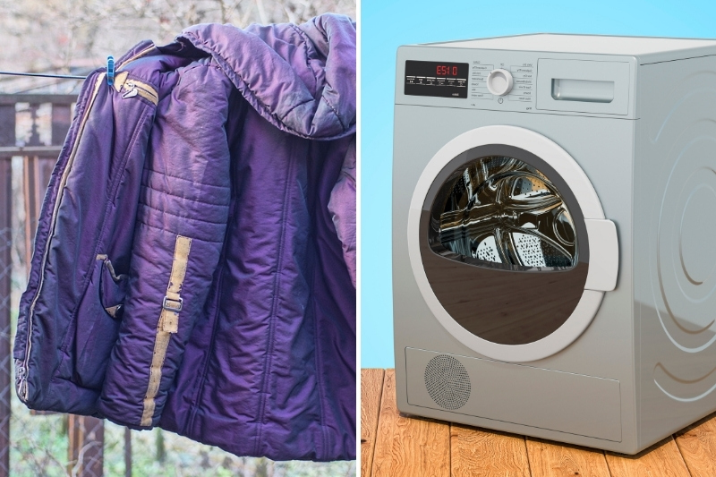 dry a puffer jacket with tumble dryer or by air drying
