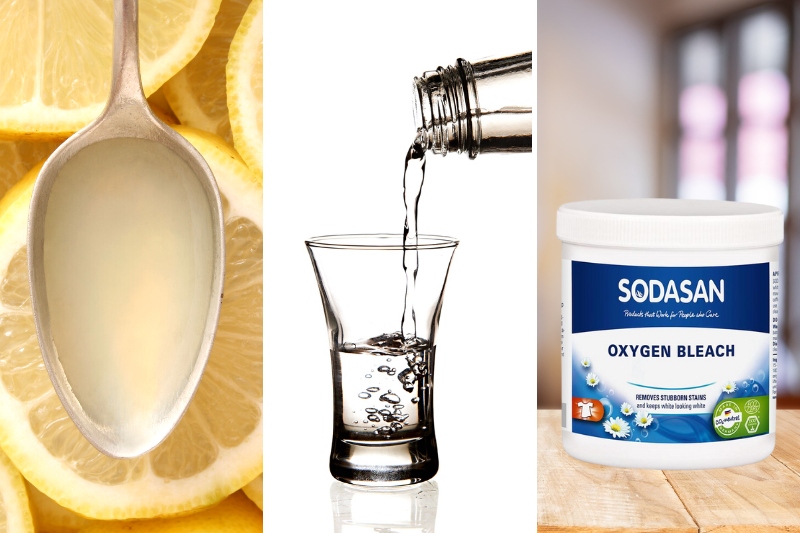 lemon juice, vodka and oxygen bleach