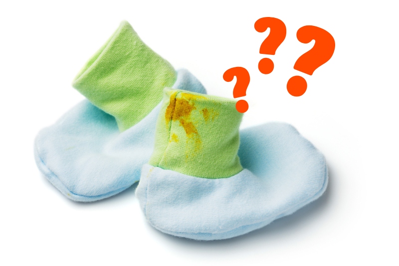 poop stain on baby socks