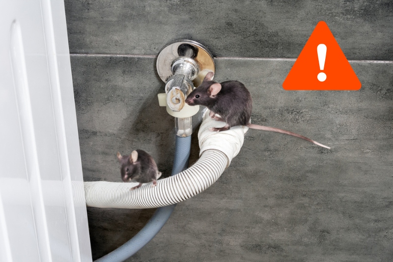 rats on washing machine drain hose