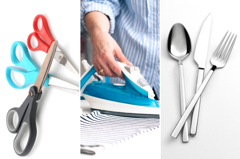 scissor, ironing and silverware