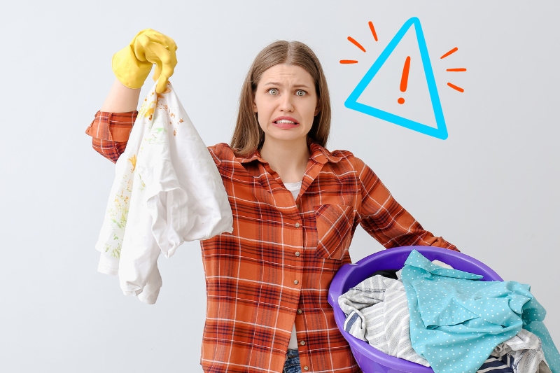 woman with dirty laundry