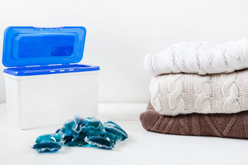 wool sweaters and laundry detergent pods