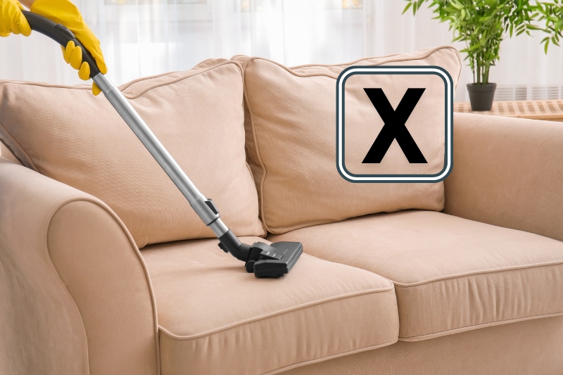 X sofa cleaning label