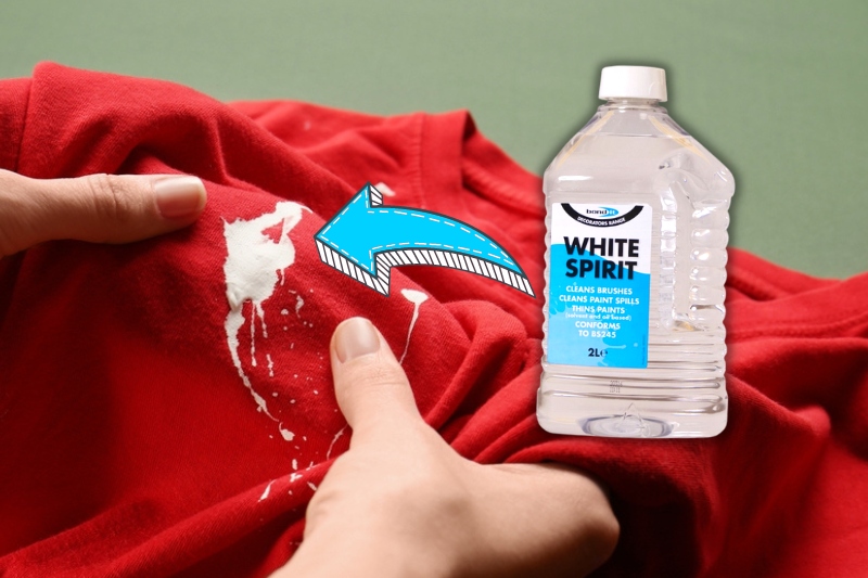 apply white spirit to remove paint on clothes