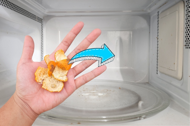 clean microwave with orange peels