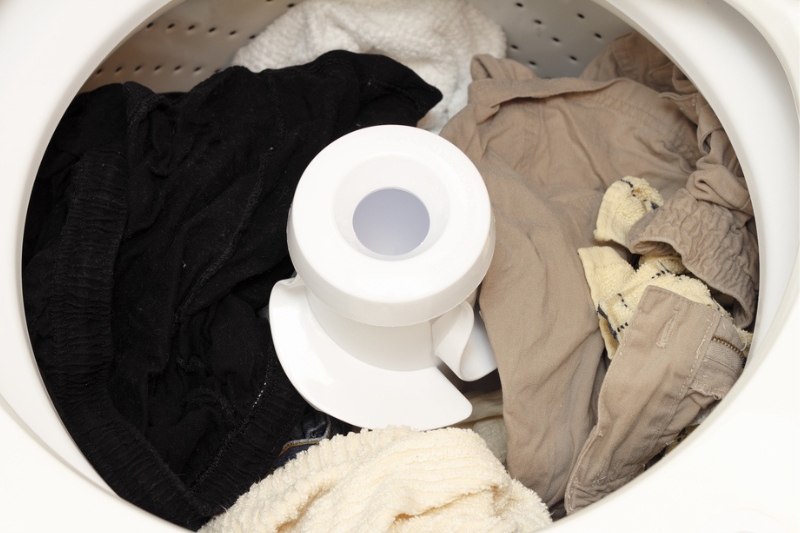 damp clothes inside washing machine