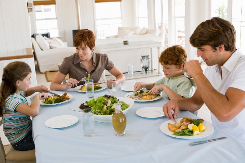 family eating at the dining table