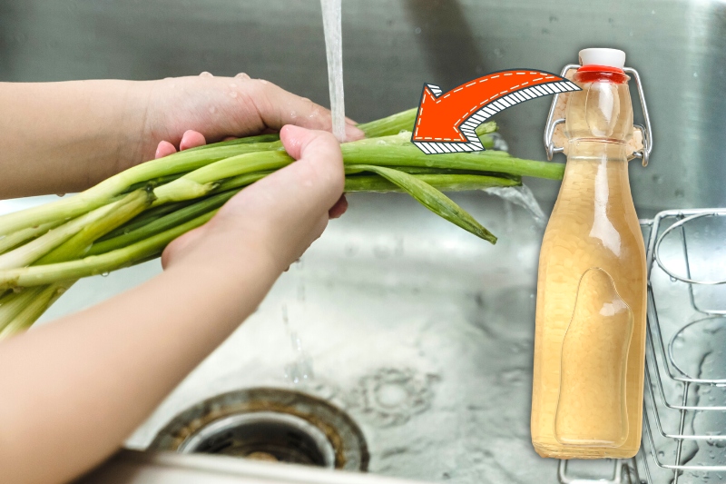 wash vegetables with rice vinegar