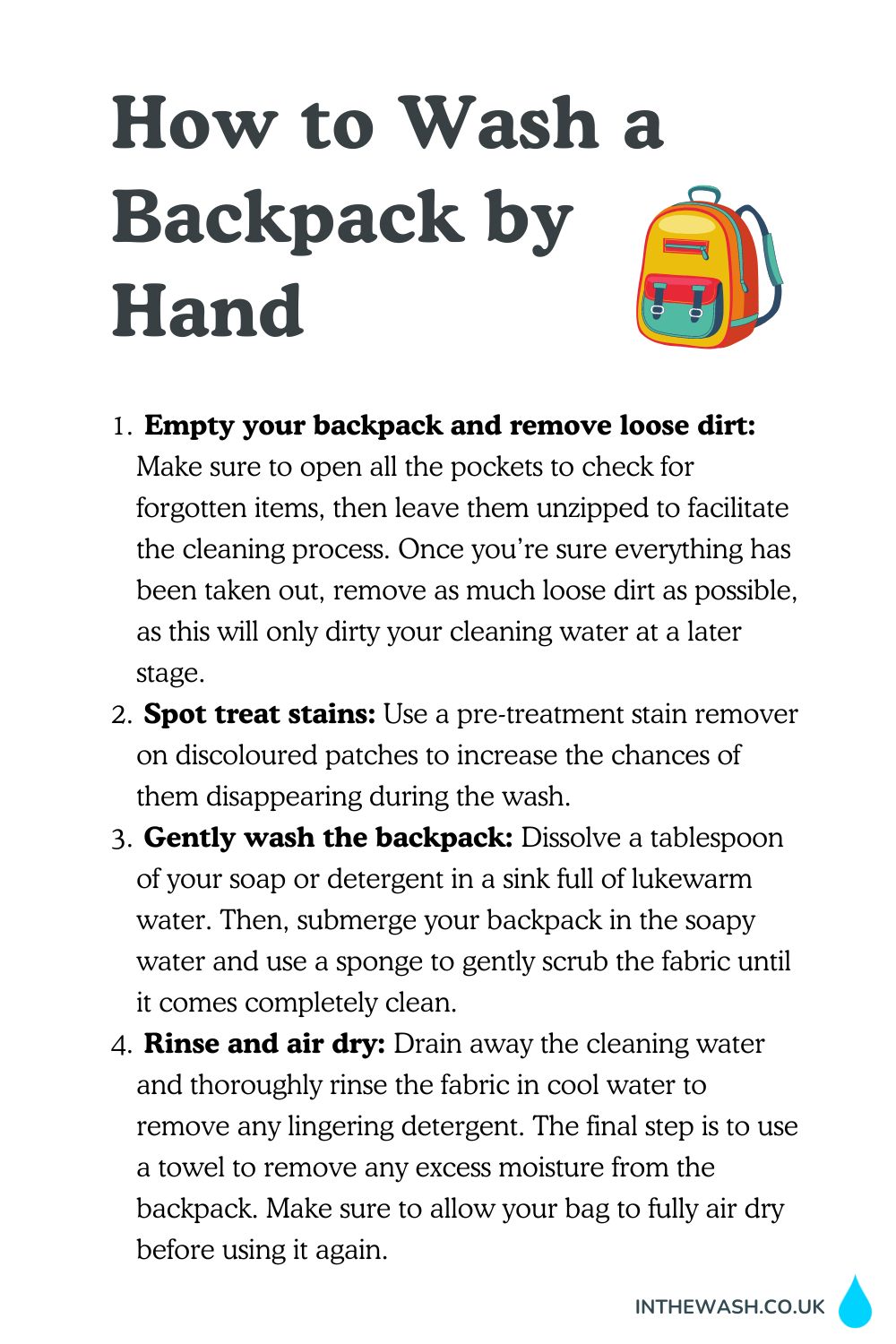 How to wash a backpack by hand