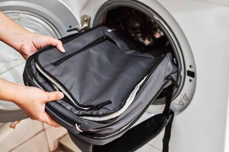 backpack in the washing machine