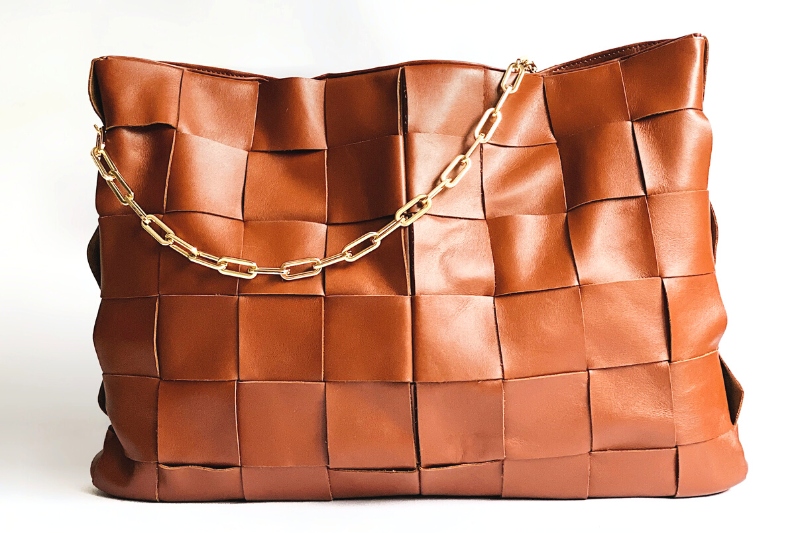 brown leather bag