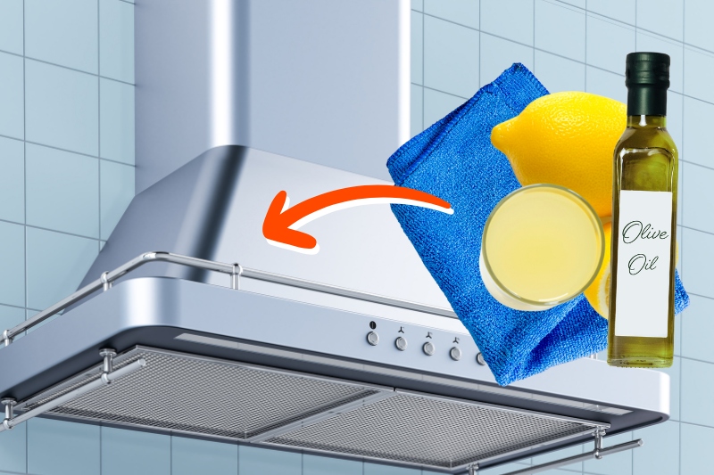 clean stainless-steel with lemon juice and olive oil