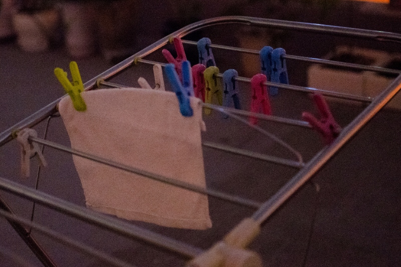 clothesline at night