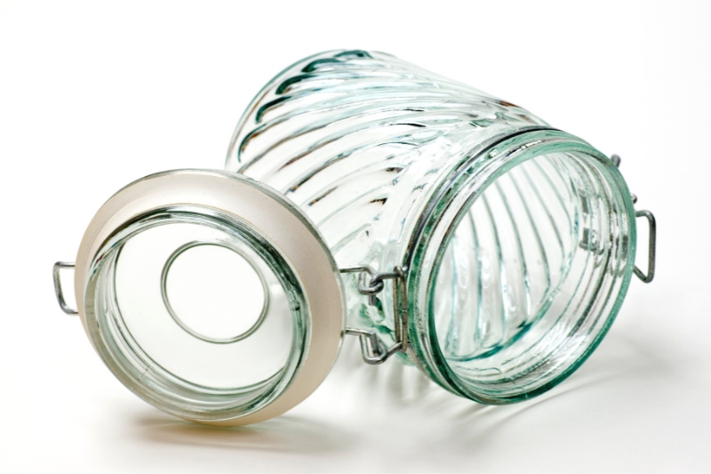 glass jar with rubber seal