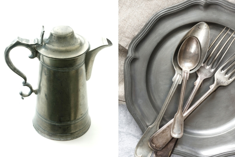 pewter tankard and plate