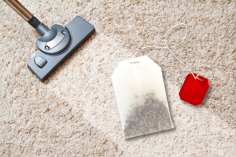 remove aromas from carpet with tea bag