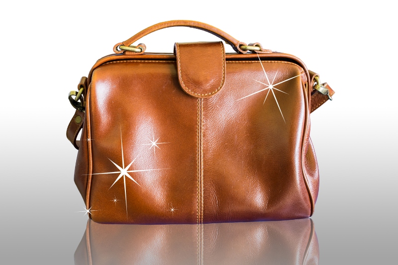 sparkly leather bag