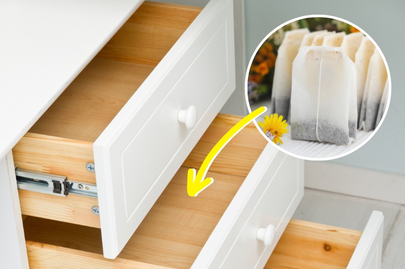 tea bags inside clothes drawer