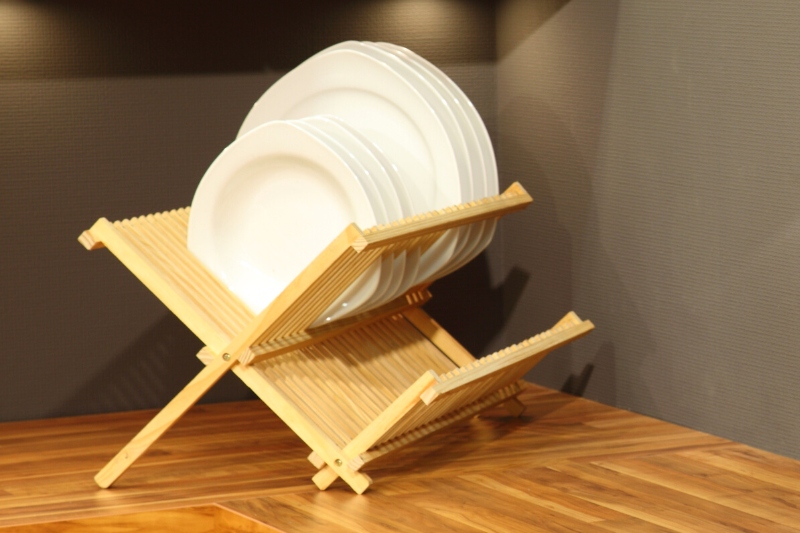 wood dish drying rack