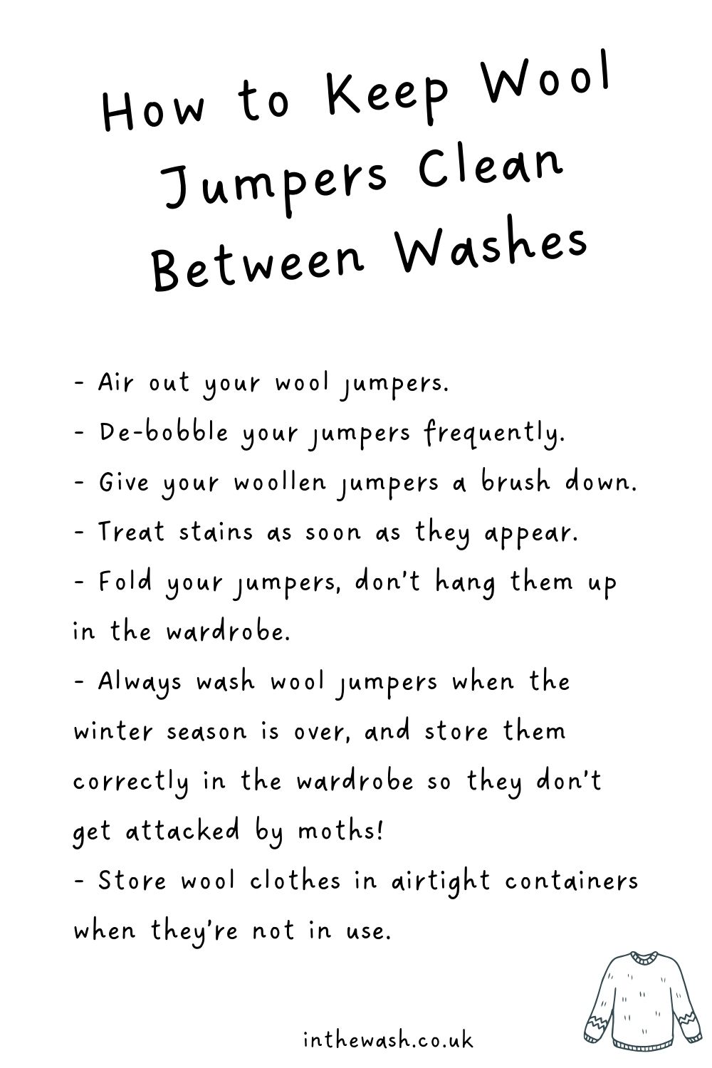 How to keep wool jumpers clean between washes
