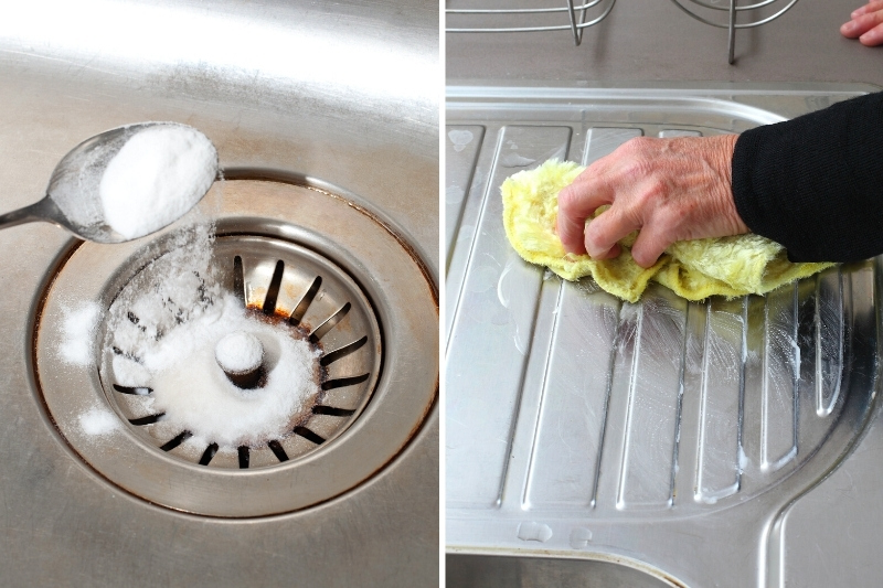 baking soda to clean stainless steel sink