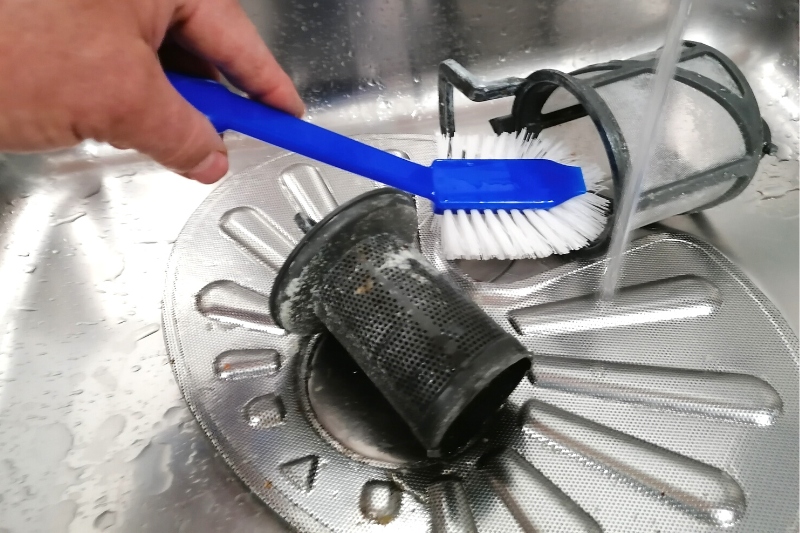 brushing dishwasher filter