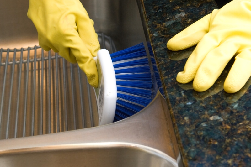 brushing kitchen sink