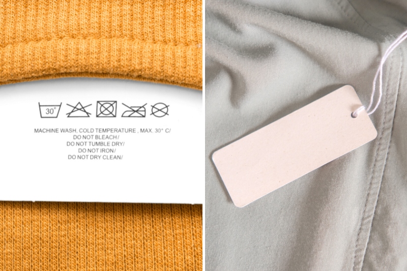 care label and tag on clothes
