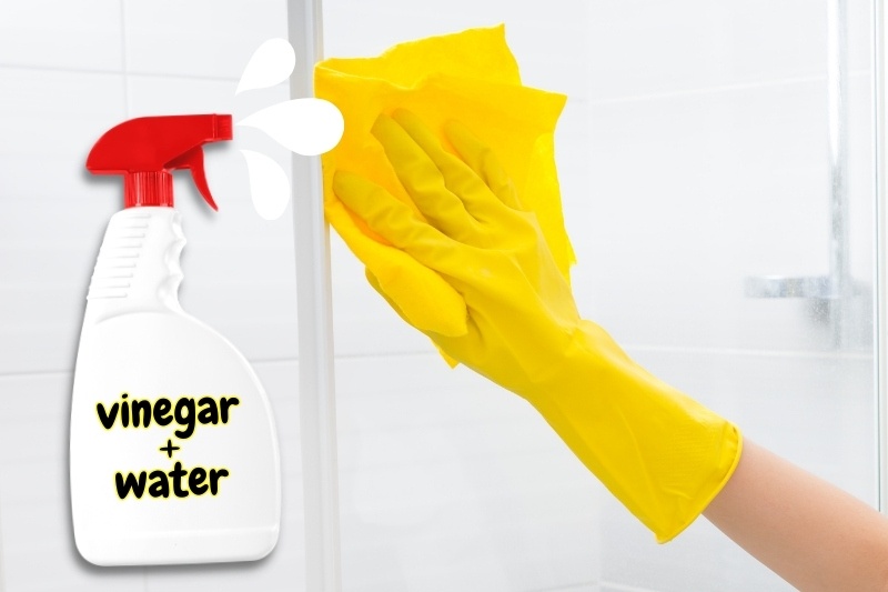 clean glass shower door with vinegar