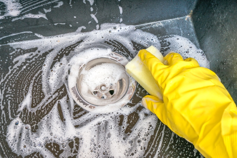 cleaning black granite sink
