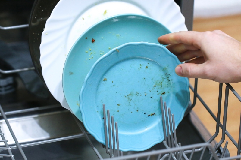 dirty dishes in the dishwasher