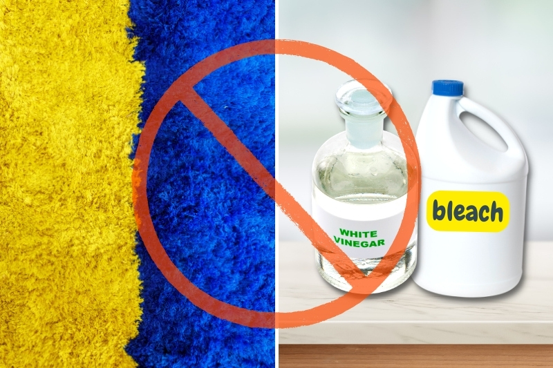 do not use vinegar on wool carpet or mix with bleach
