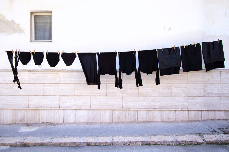 hanging all black laundry