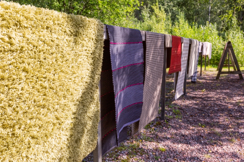 hanging rugs to dry