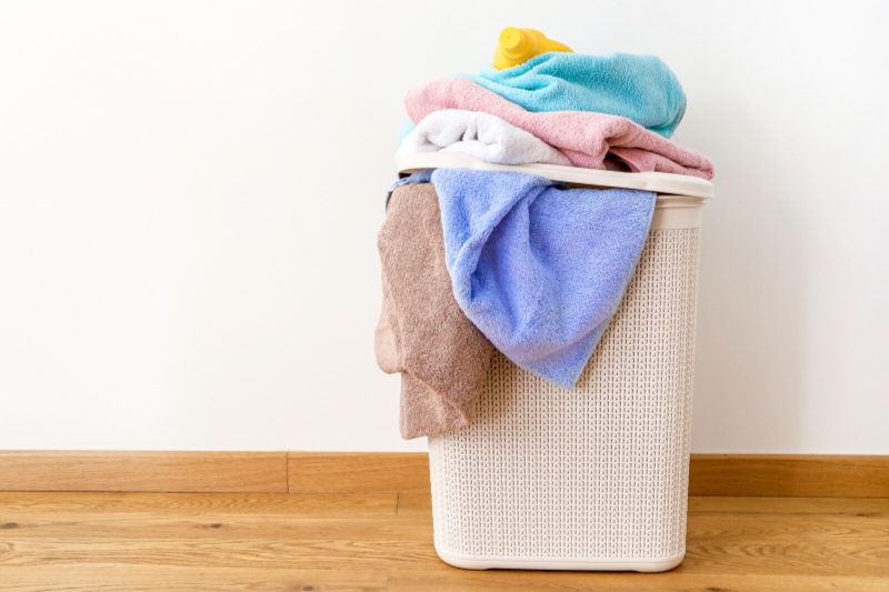 laundry basket with dirty towels