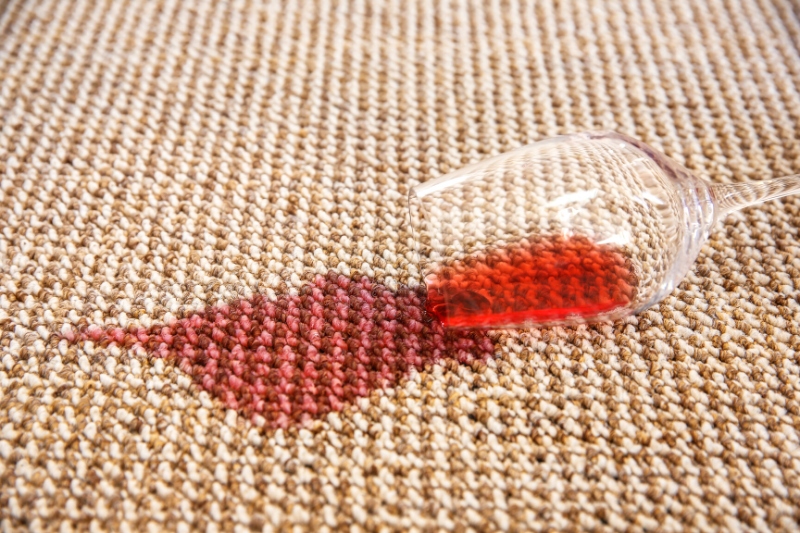 red wine stain on jute rug