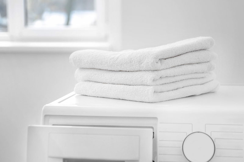 white towels on washing machine