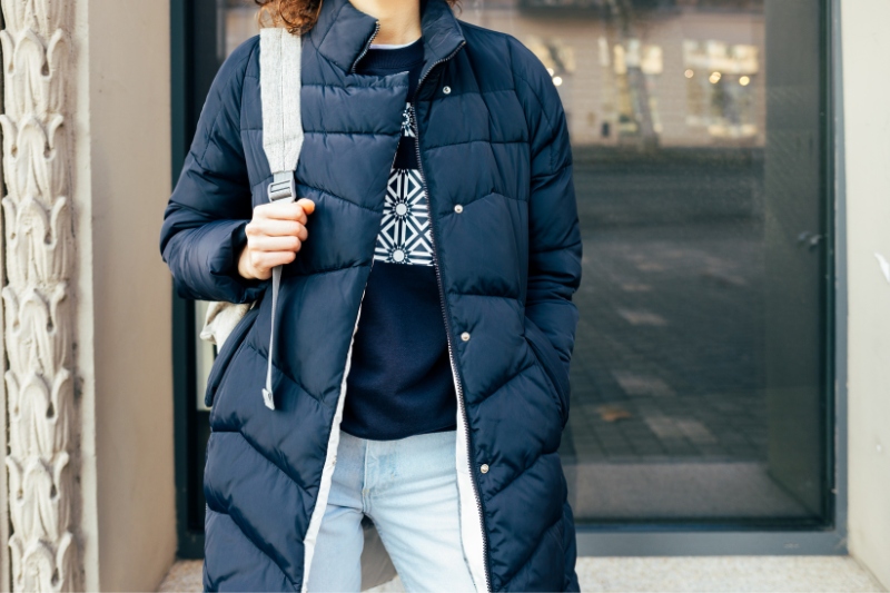 woman wearing puffer jacket