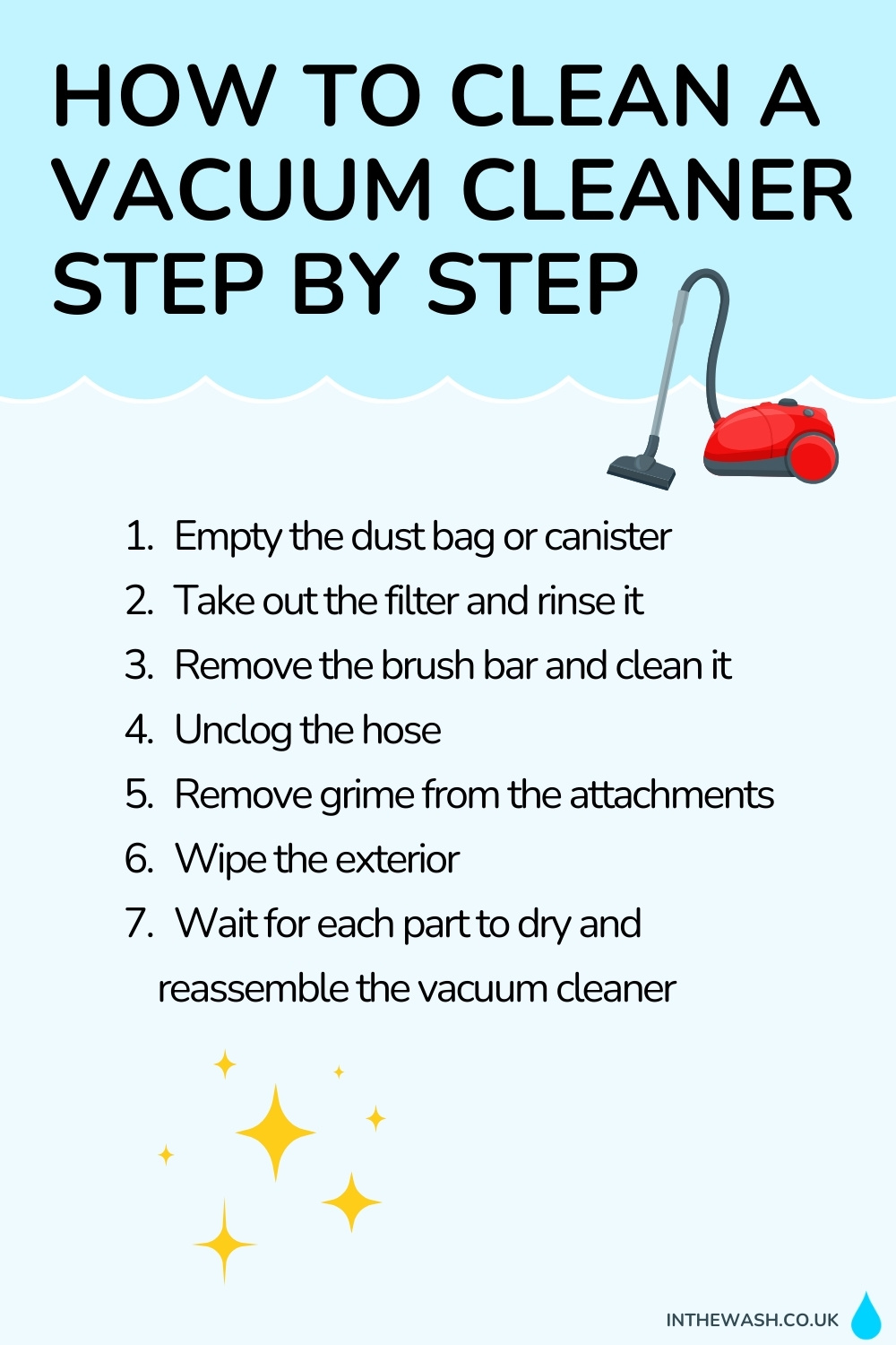 How to clean a vacuum cleaner step by step