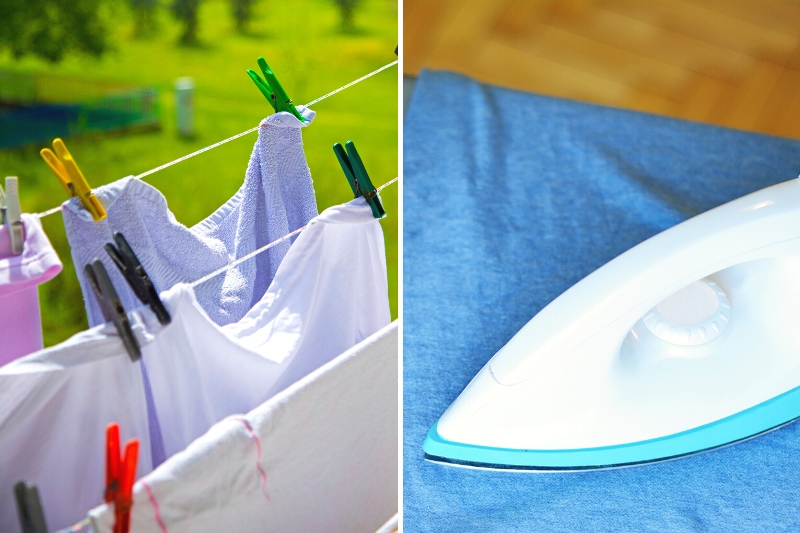 air drying and ironing clothes