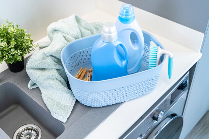 basket with laundry supplies