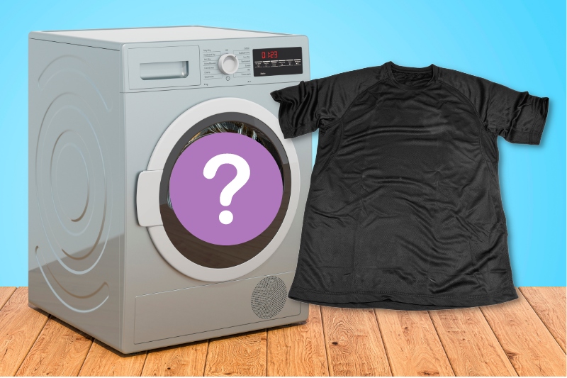 black polyester shirt and tumble dryer
